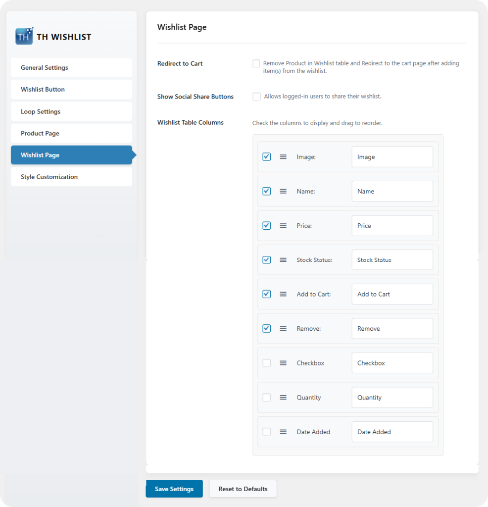 wishlist wishlist page