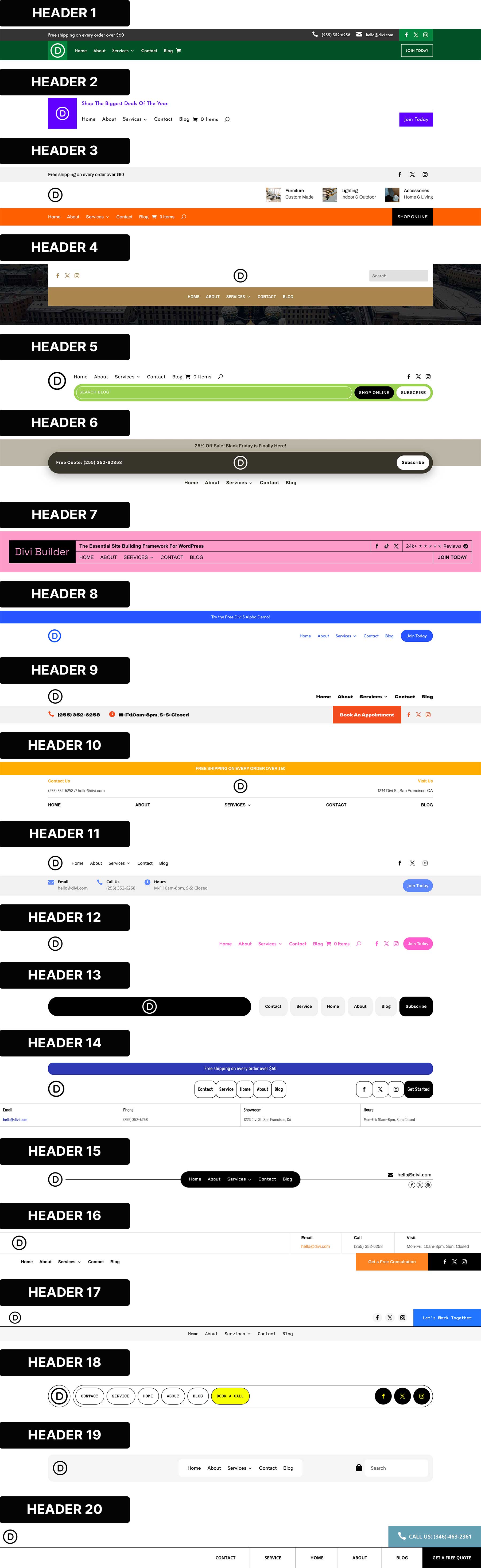 Divi 5 en-têtes Flexbox