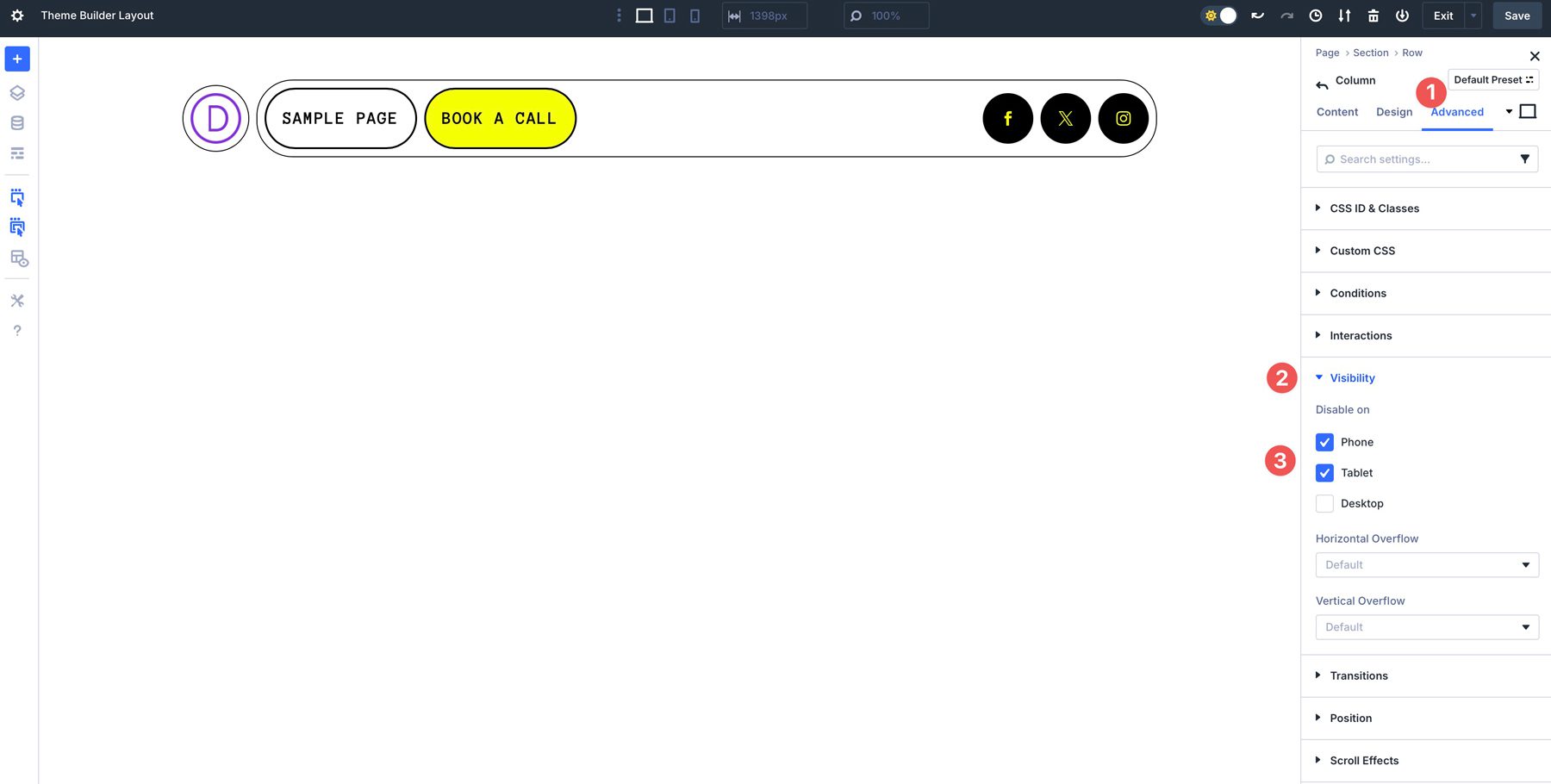 En-têtes Flexbox dans Divi 5
