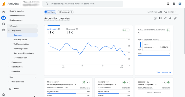 什麼是Google Analytics(分析)?如何將其用於網站優化8 aquisation overview