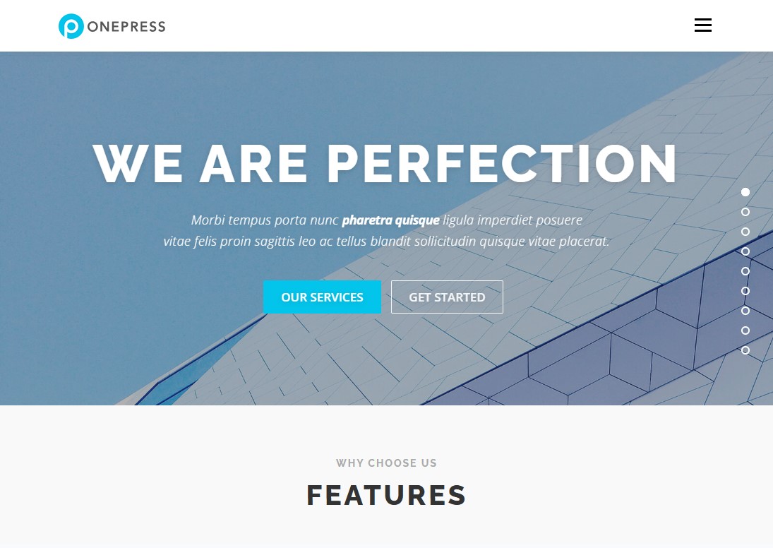 Onepress- 한 페이지 WordPress 테마