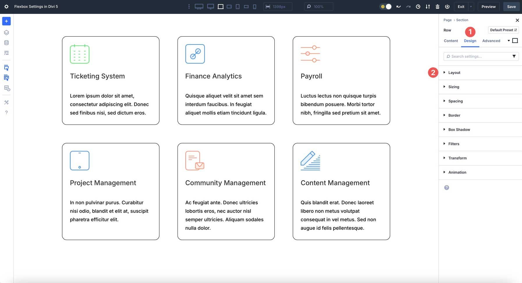 Divi 5中的Flexbox設置