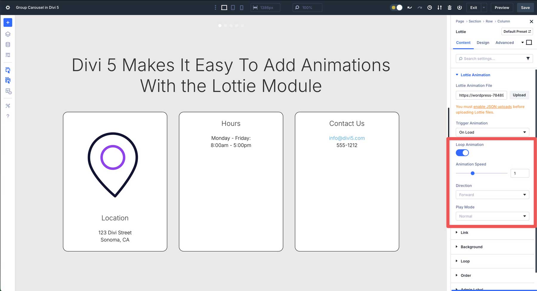 Divi 5のLottieモジュール
