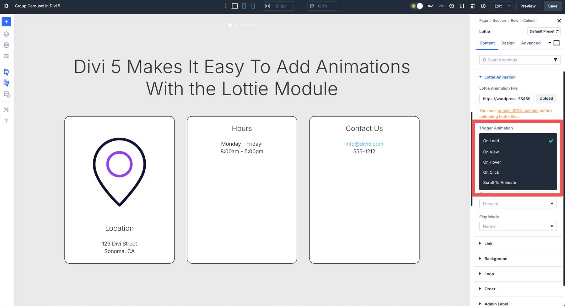 Divi 5のLottieモジュール