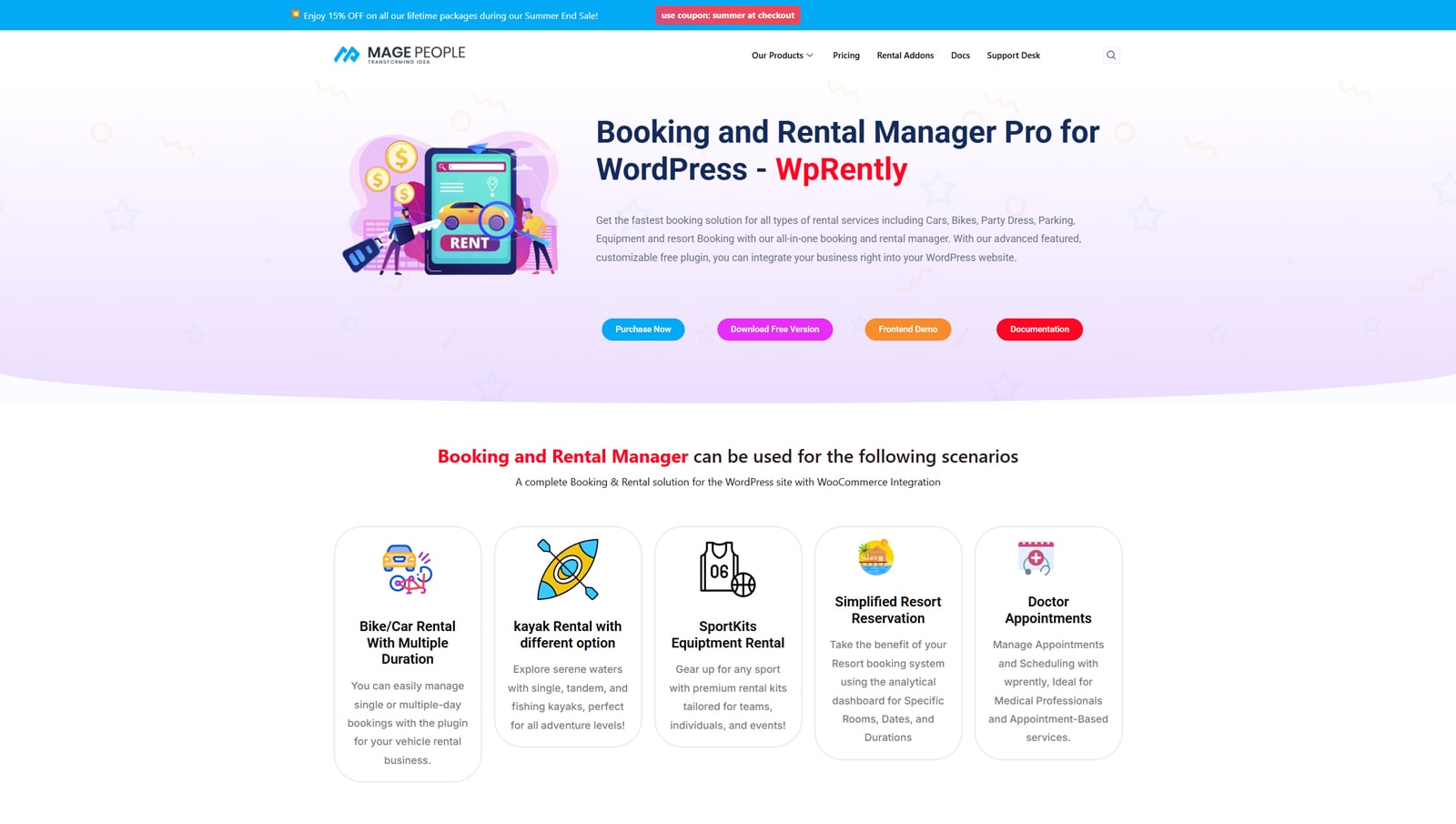 WP RELLENのVisual、カスタマイズ可能な予約フォームを備えたイベントレンタルプラグインWordPressソリューション。