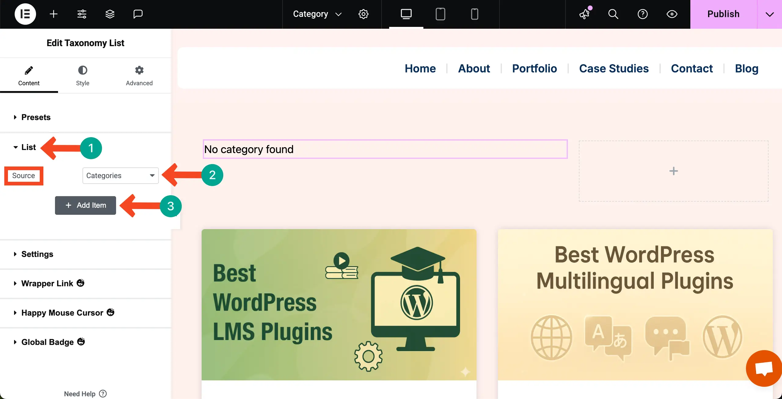 Elementor 26を使用してWordPressのカテゴリ別にブログ投稿を表示する方法 Select the Category option