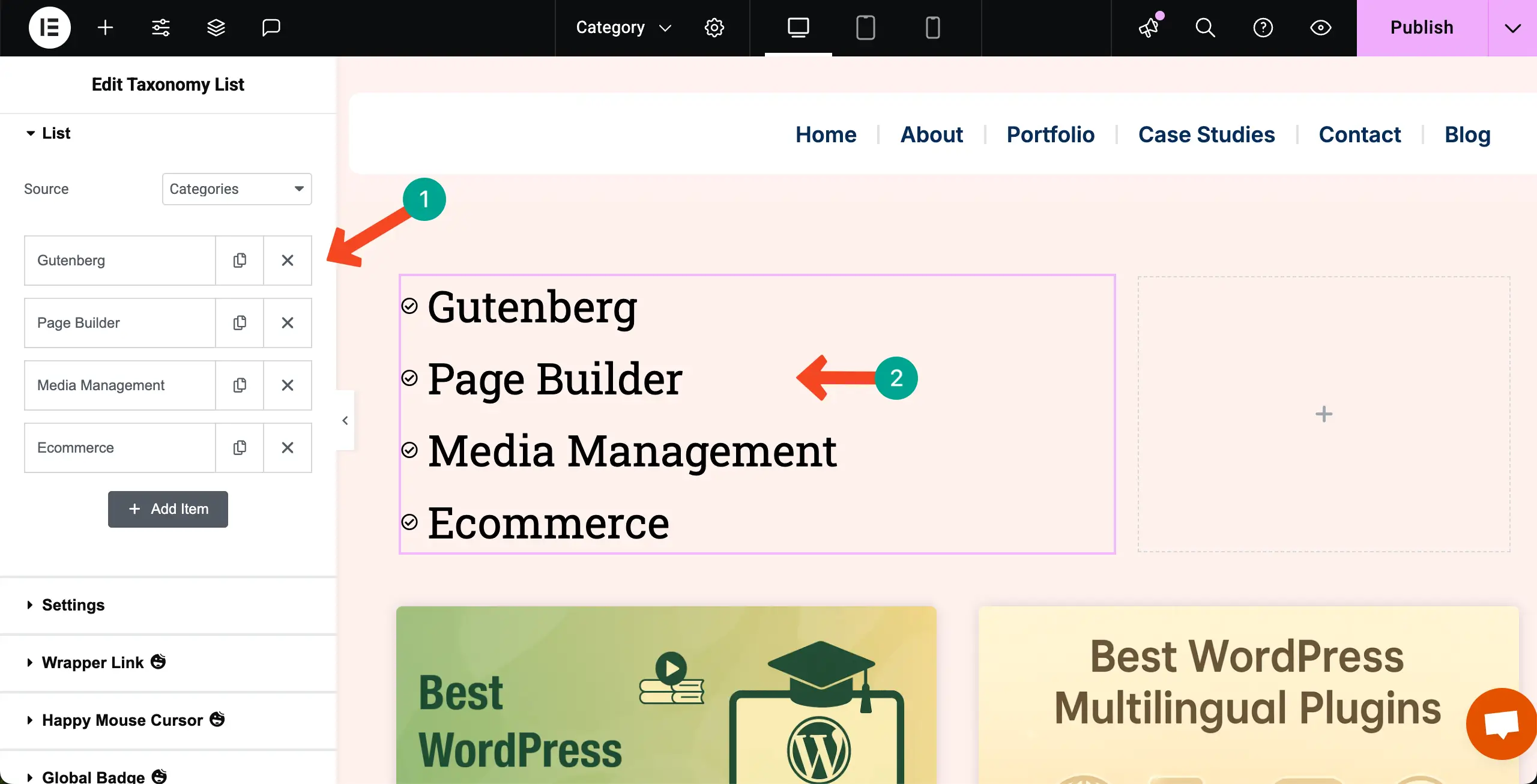 Elementor 28を使用してWordPressのカテゴリ別にブログ投稿を表示する方法 Categories added