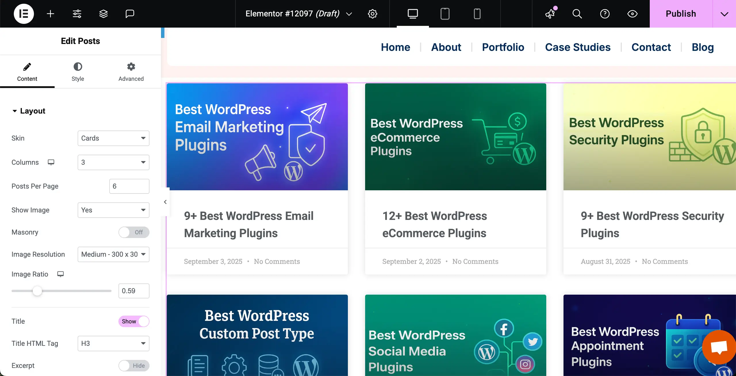 Elementor 6を使用してWordPressのカテゴリ別にブログ投稿を表示する方法 Stylize the Posts Widget