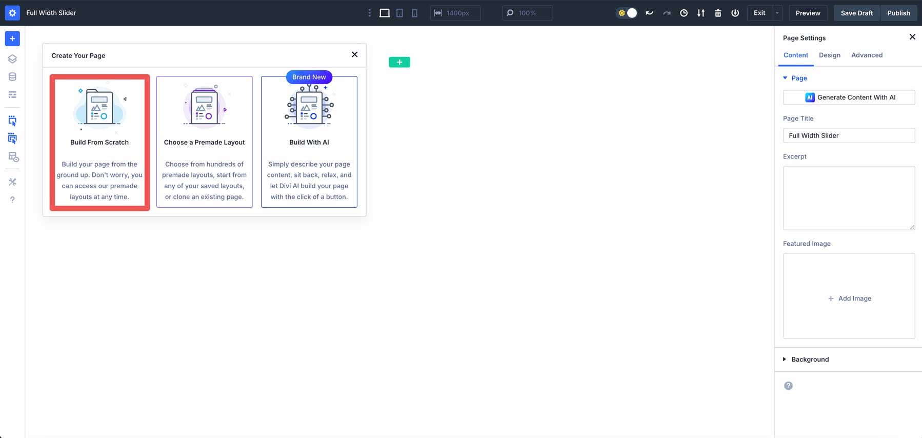 Создайте полное ползунок полной ширины