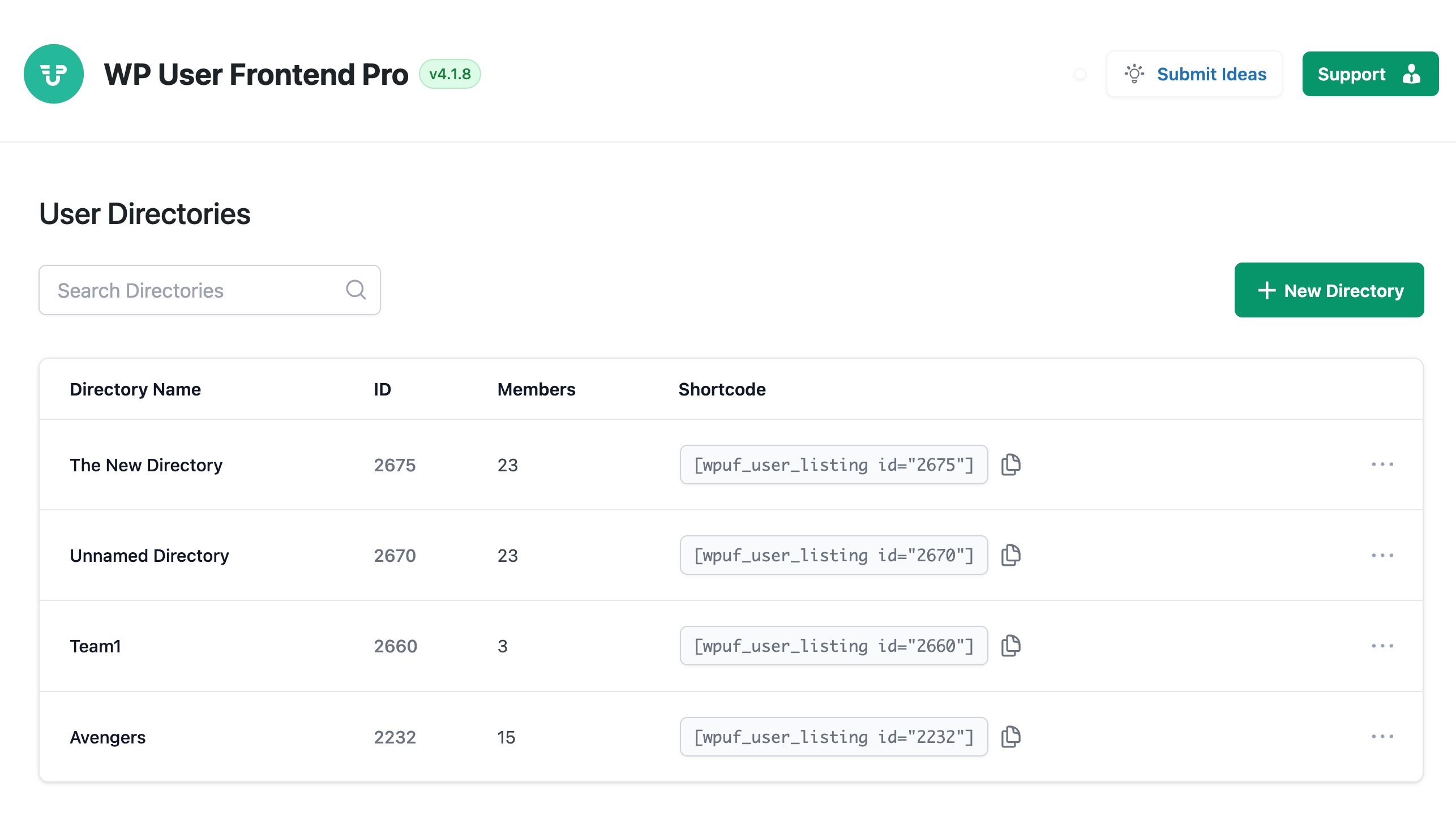 Совместите совершенно новый каталог пользователей в WP User Frontend