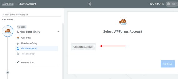 حدد حساب wpforms