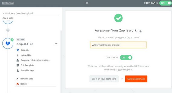 أضف صندوق الإسقاط إلى موقع الويب باستخدام zapier و wpforms