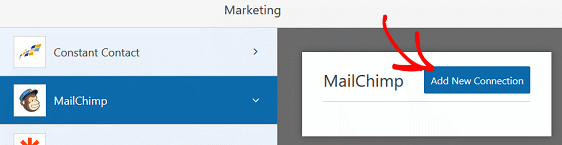 إنشاء حقول مخصصة MailChimp - إعدادات MailChimp Addon ، إضافة اتصال جديد