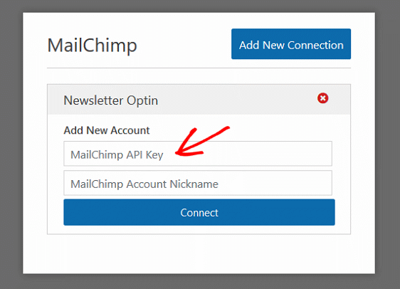إنشاء حقول مخصصة MailChimp - إعدادات MailChimp Addon ، مفتاح API