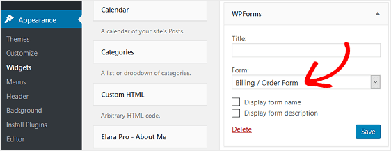 วิดเจ็ต WPForms