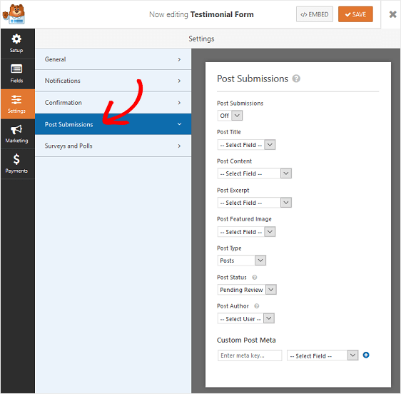 Configuración de envíos de publicaciones