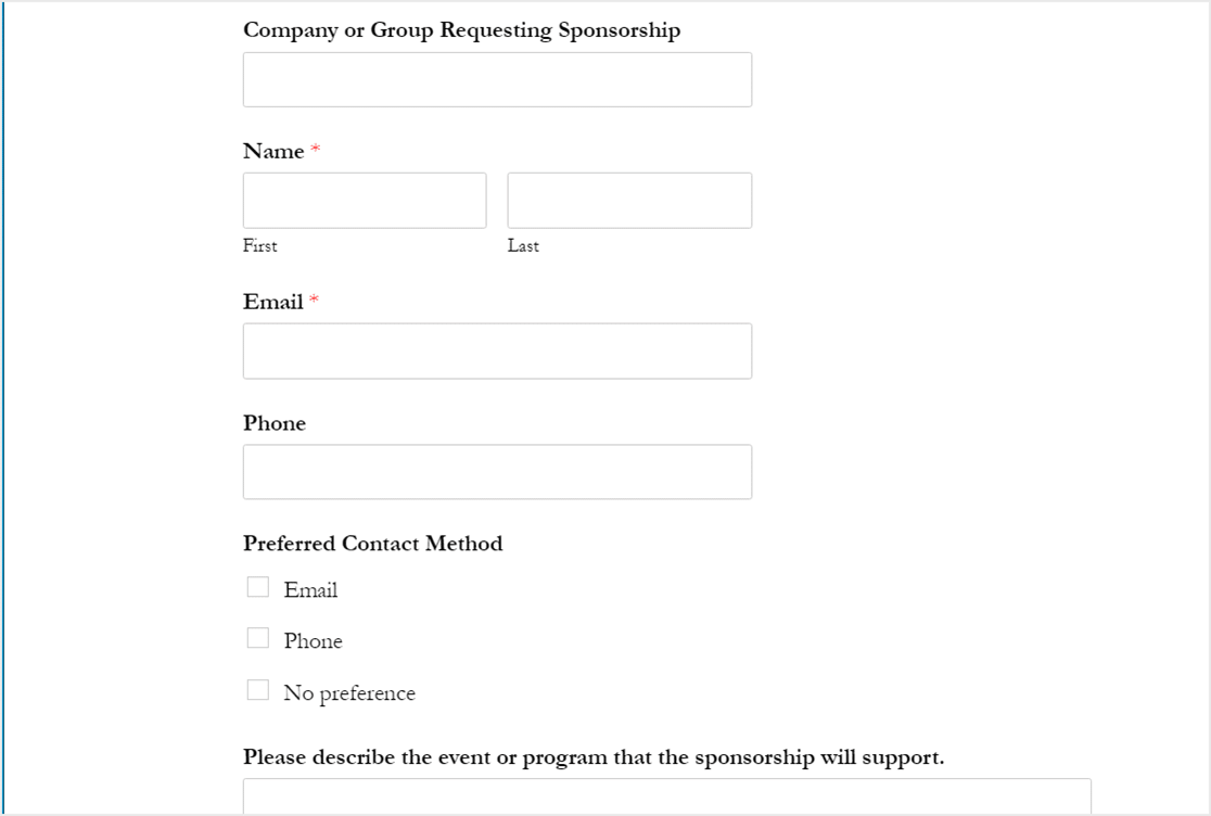 web sitesinde nihai sponsorluk talep formu şablonu