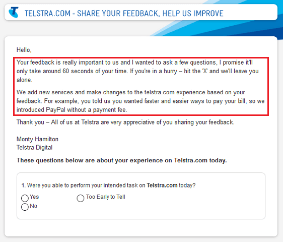 مثال مسح Telstra