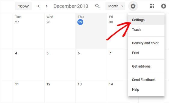 ustawienia kalendarza google