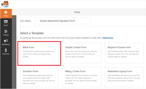 wpforms 빈 양식 템플릿 wordpress 온라인 계약