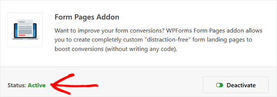 аддон страниц формы wpforms