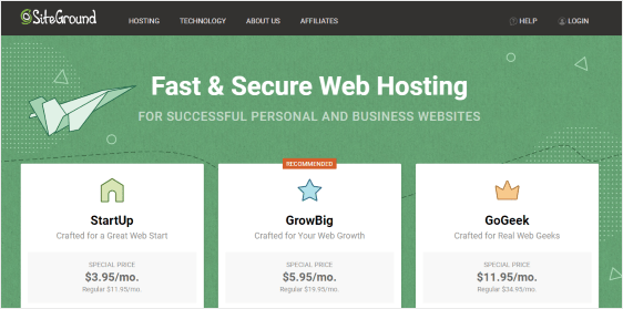 SiteGround 공유 호스팅