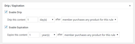 configurações de expiração de gotejamento, configuração do memberpress