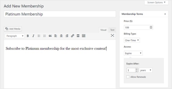 plugin de assinatura paga wordpress adicionar novo