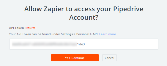 Zapier가 Pipedrive 계정에 액세스하도록 허용