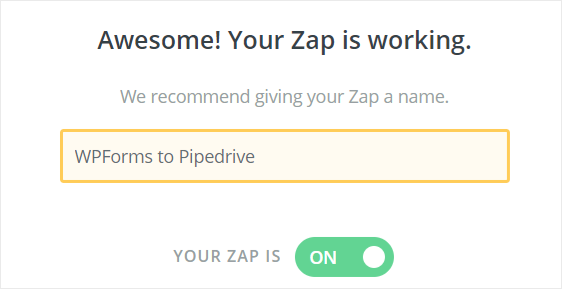 WPForms to WordPress Pipedrive 양식 zap