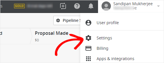 Pipedrive wordpress 양식 웹사이트 설정 옵션