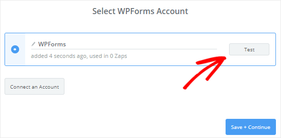 Zapier ve WPForms arasındaki Bağlantıyı Test Etme
