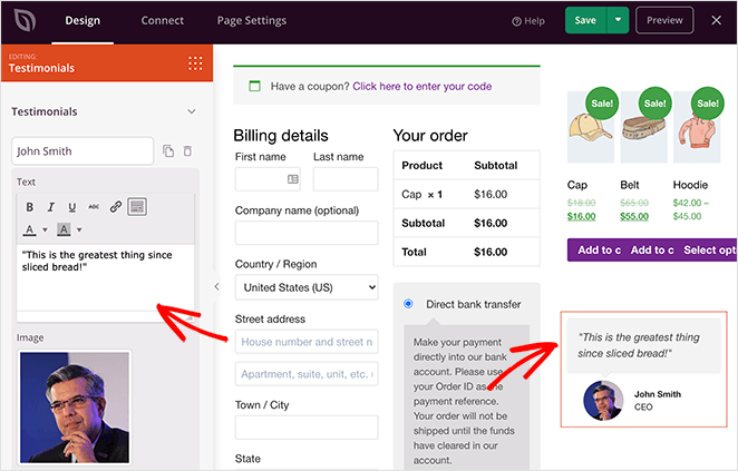 depoimentos na página de checkout com seedprod
