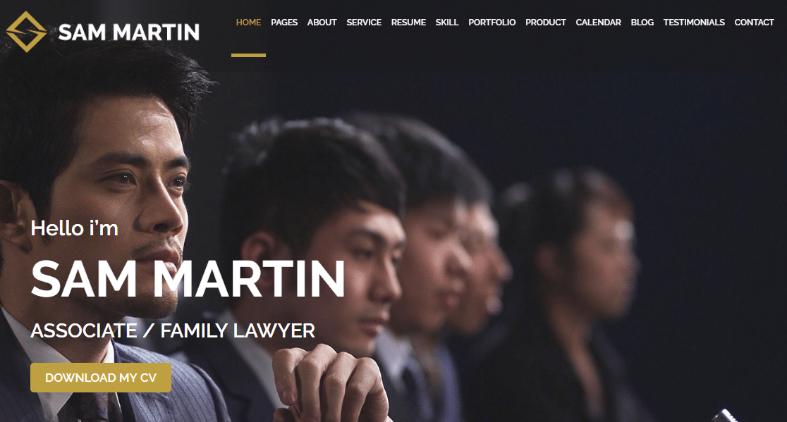 tema do wordpress do cartão de visita sam martin