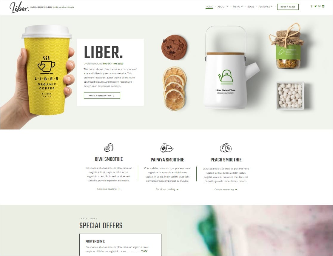 лучшая тема ресторана liber для wordpress