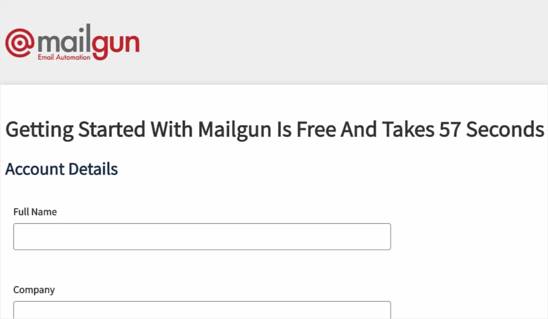 قم بالتسجيل في صفحة حساب mailgun