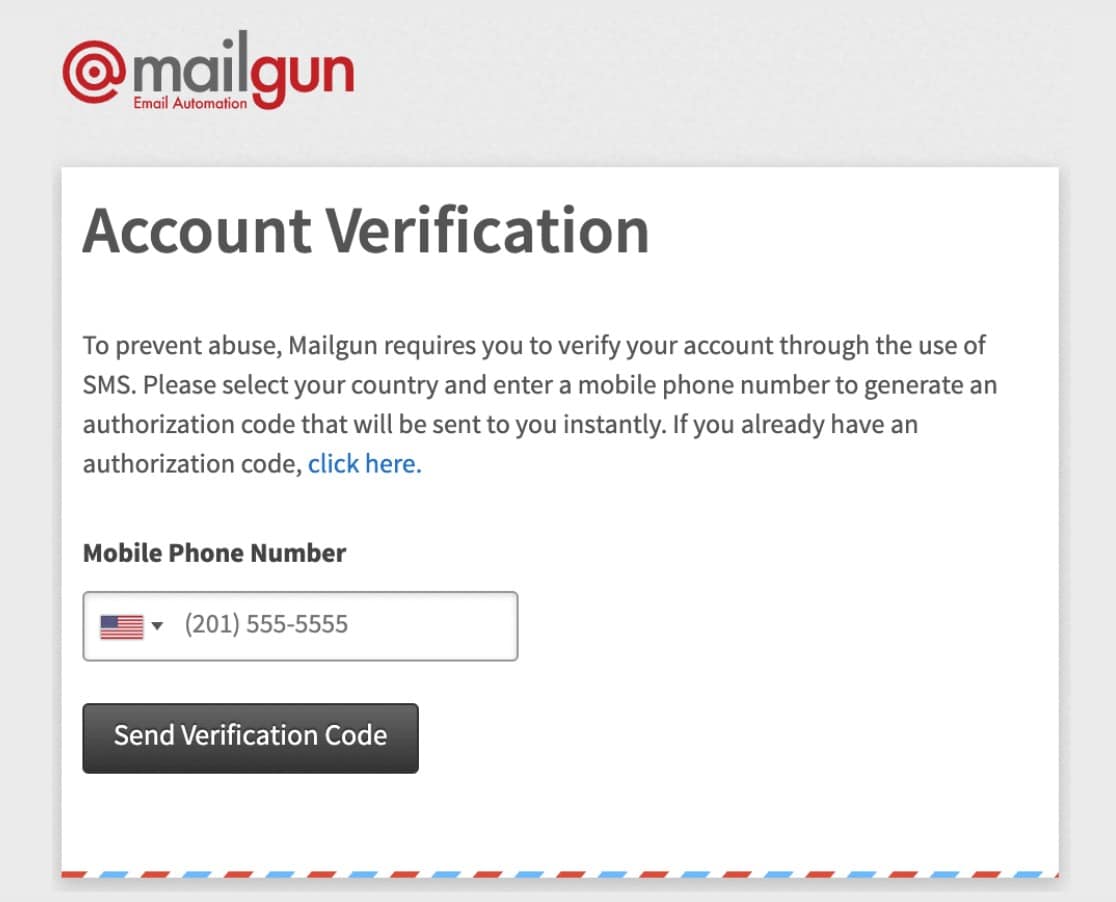 ترسل شاشة التحقق من حساب mailgun رسائل بريد إلكتروني من WordPress باستخدام Mailgun