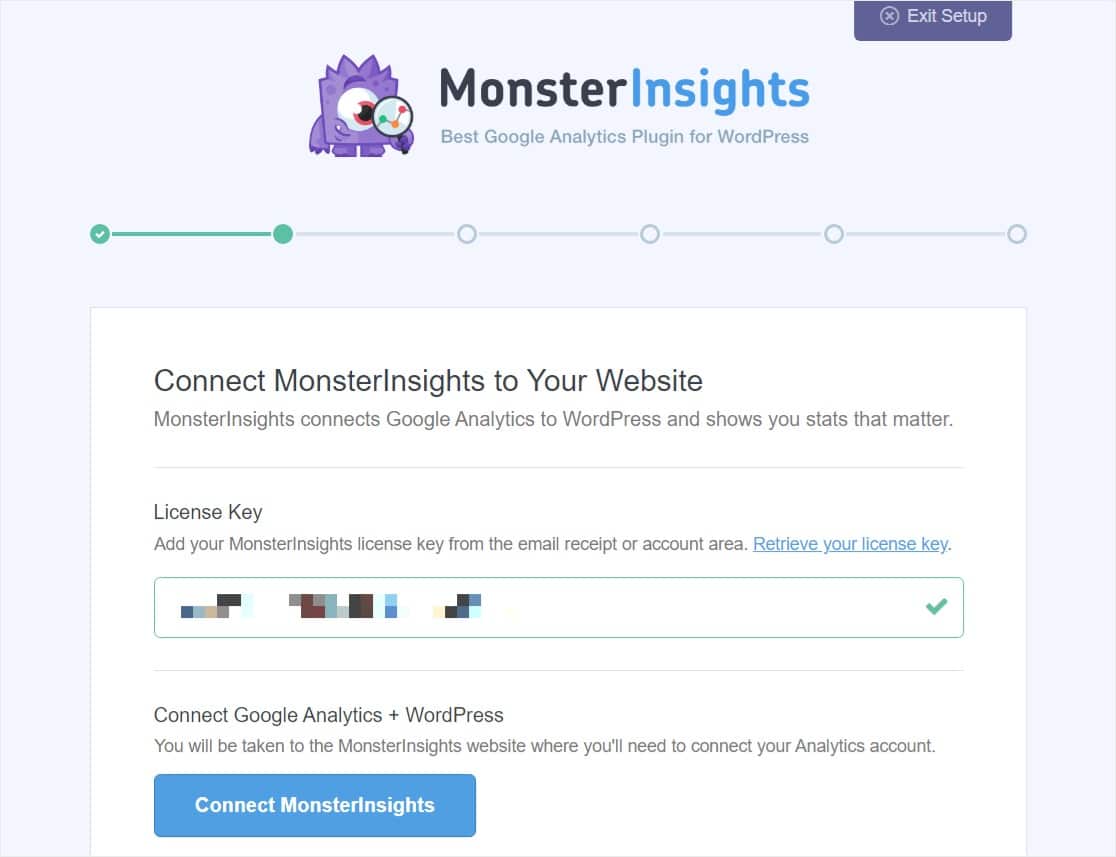 将monsterinsights与许可证密钥连接起来