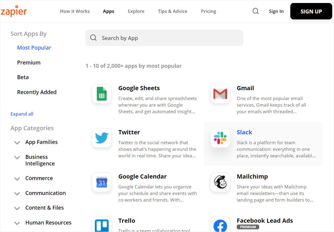 aplicaciones zapier 2000 plus