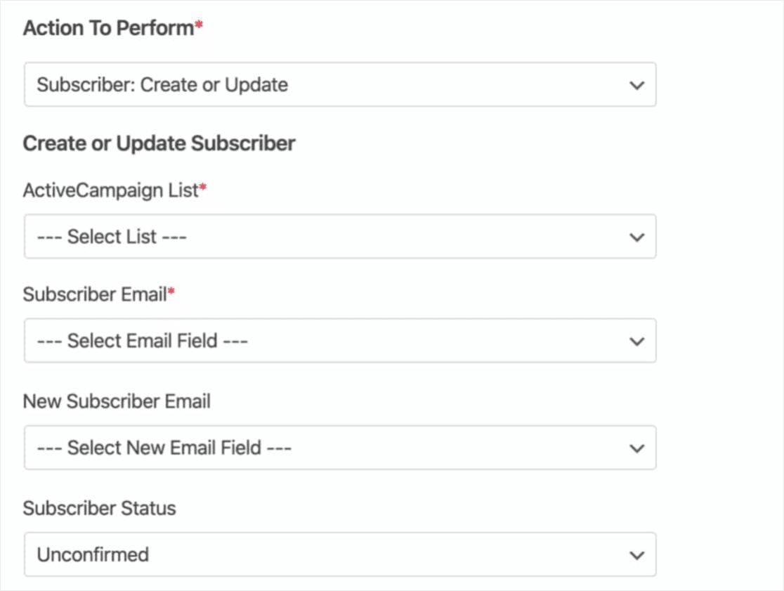 以新的 wordpress 形式创建或更新 activecampaign 订阅者