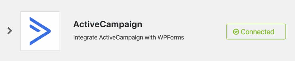 ActiveCampaign 帐户已连接