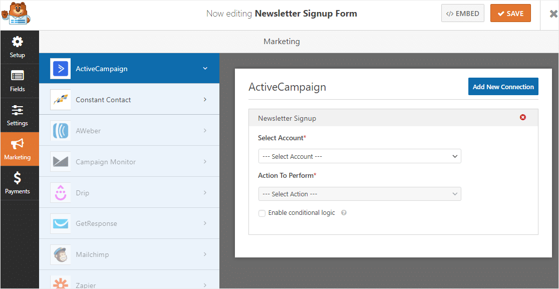 wordpress 中的 activecampaign 表单设置