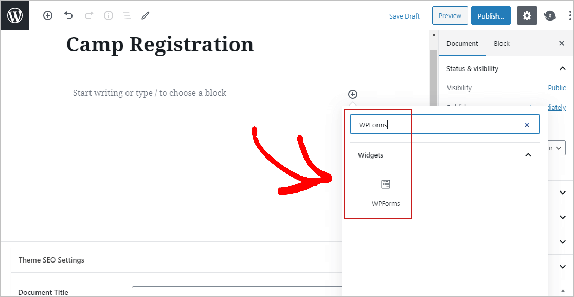 在 WordPress 上进行营地注册