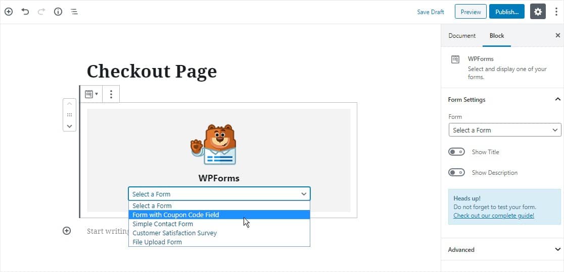 adicione o formulário do campo do código do cupom à sua página da web facilmente