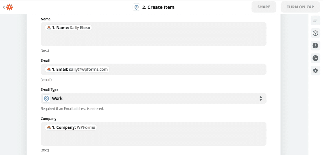 WordPress Podio 통합을 위한 필드 매핑