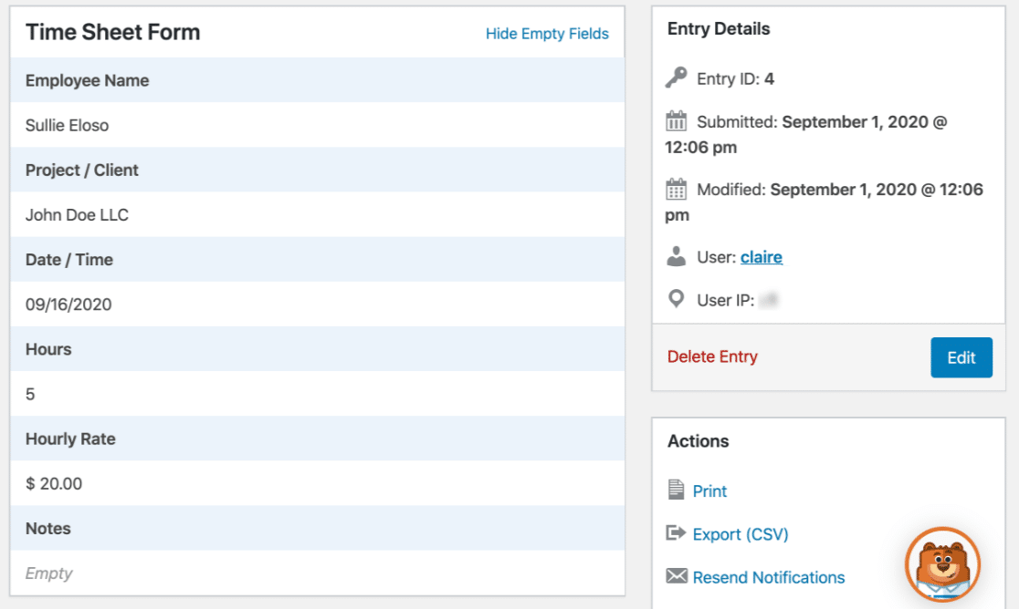 Lihat entri formulir di WPForms