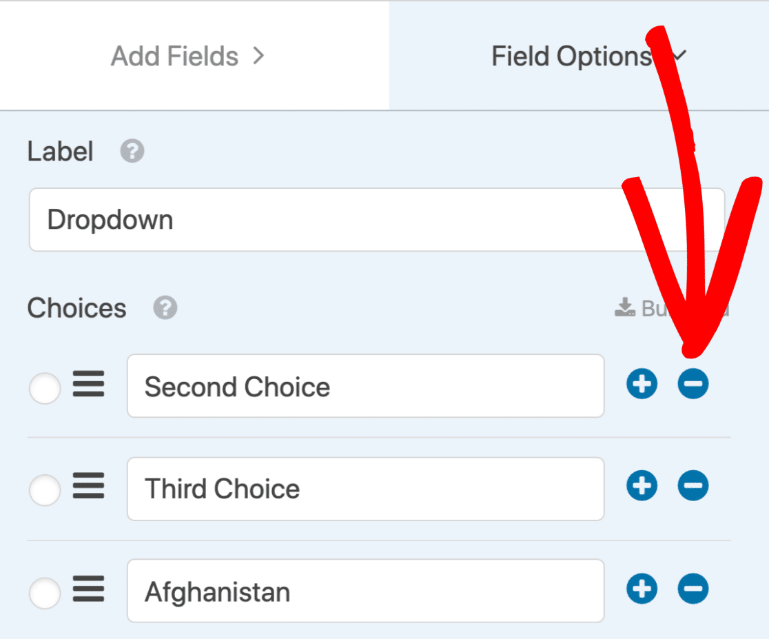 Löschen Sie die Standardeinstellungen in der Länder-Dropdown-Liste