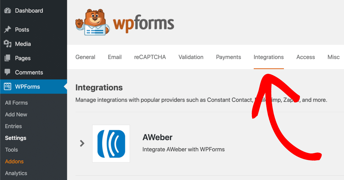 WPForms-Integrationen