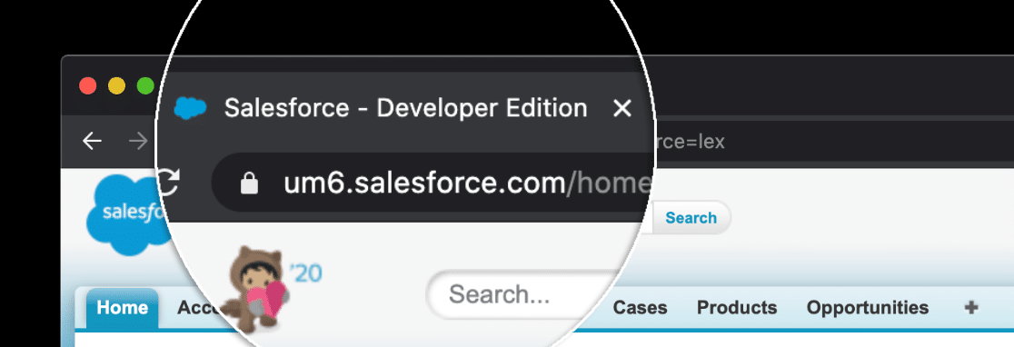 Édition Salesforce dans l'onglet du navigateur