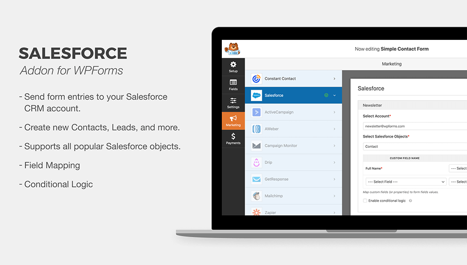 Module complémentaire WPForms Salesforce